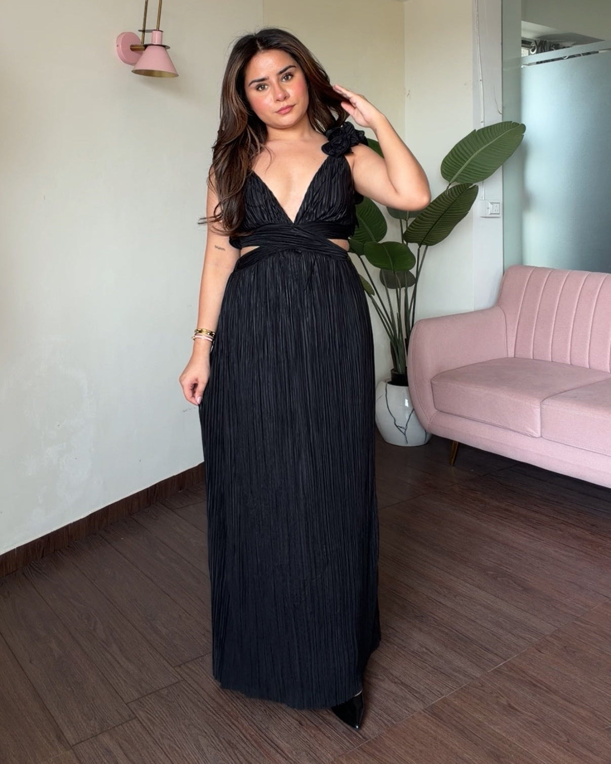 Backless Pleated Maxi Summer Dress