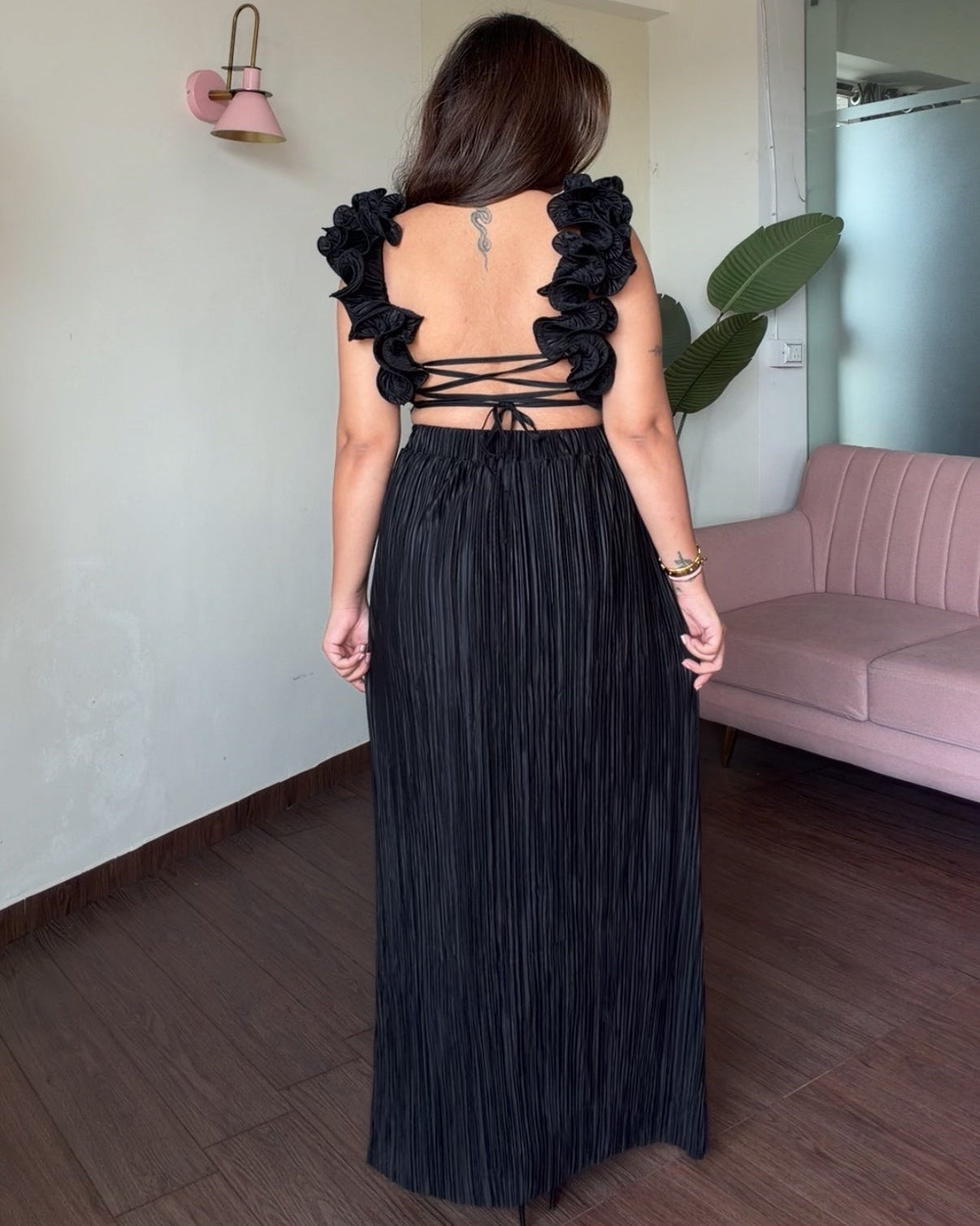 Backless Pleated Maxi Summer Dress