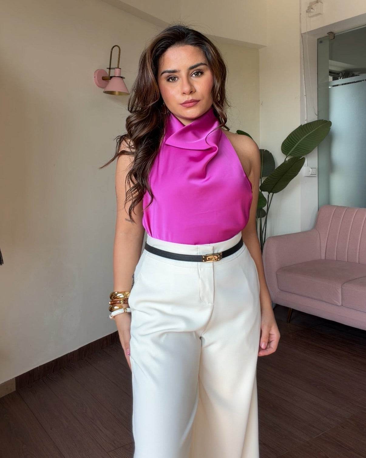 Backless Satin Halterneck Top