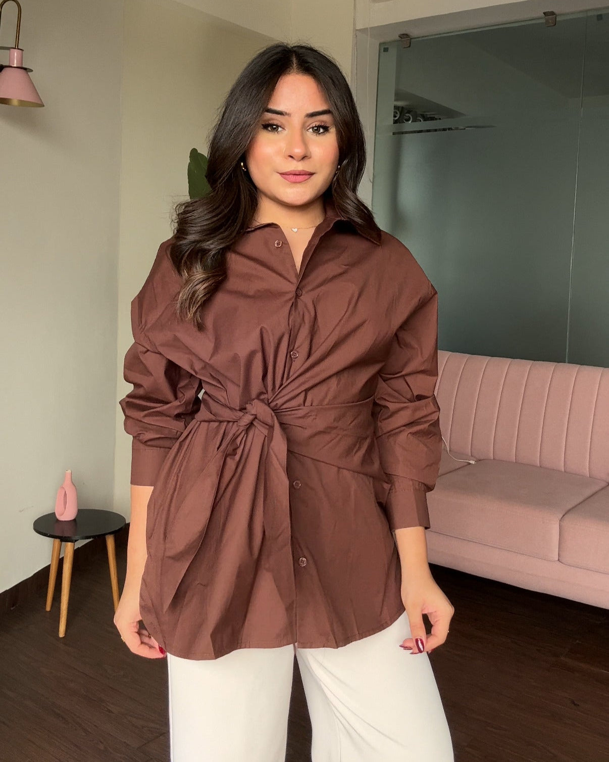 Baggy Wrap Up Cotton Shirt