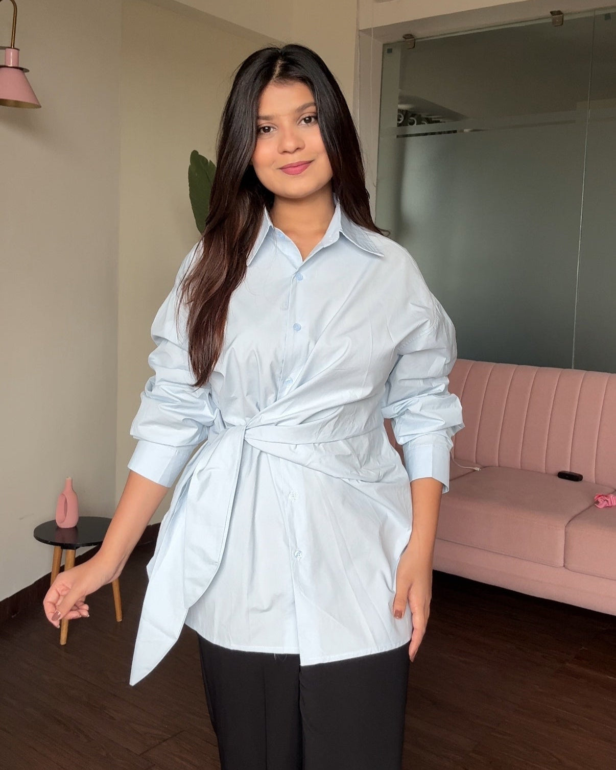 Baggy Wrap Up Cotton Shirt