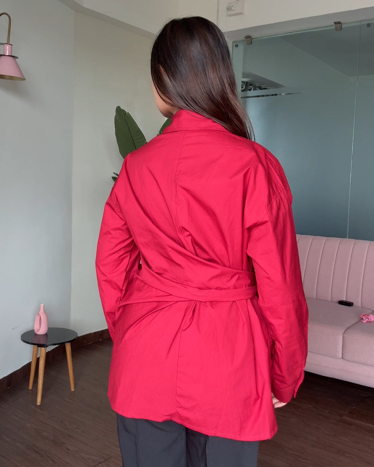 Baggy Wrap Up Cotton Shirt