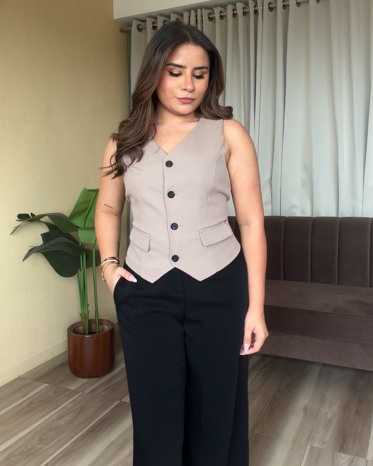Basic Vest Top With Back Tie Up