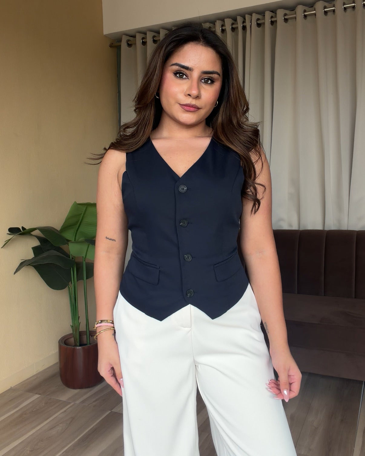 Basic Vest Top With Back Tie Up
