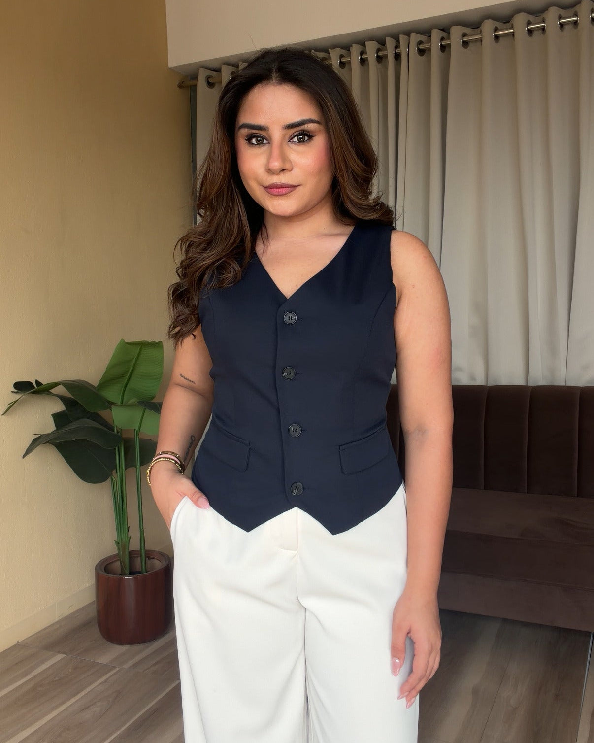 Basic Vest Top With Back Tie Up