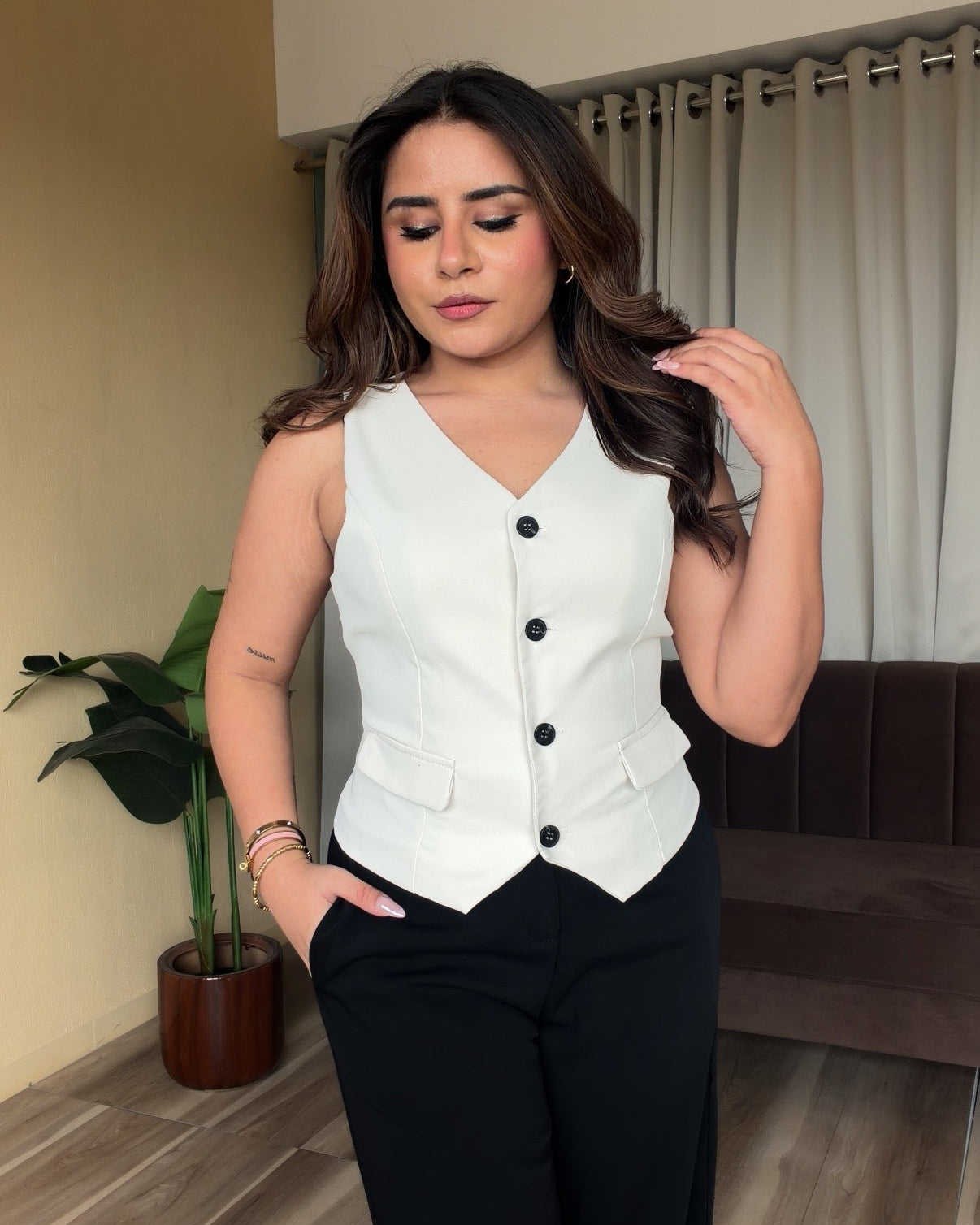 Basic Vest Top With Back Tie Up