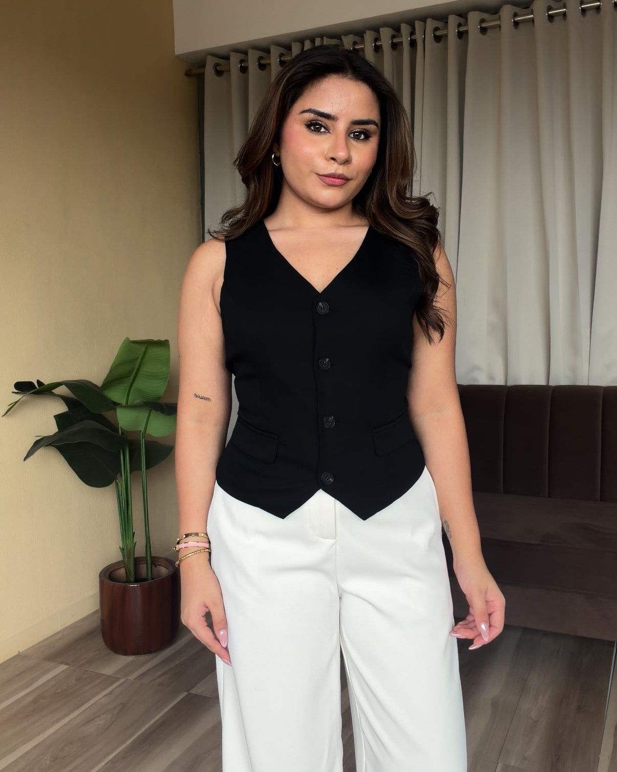 Basic Vest Top With Back Tie Up