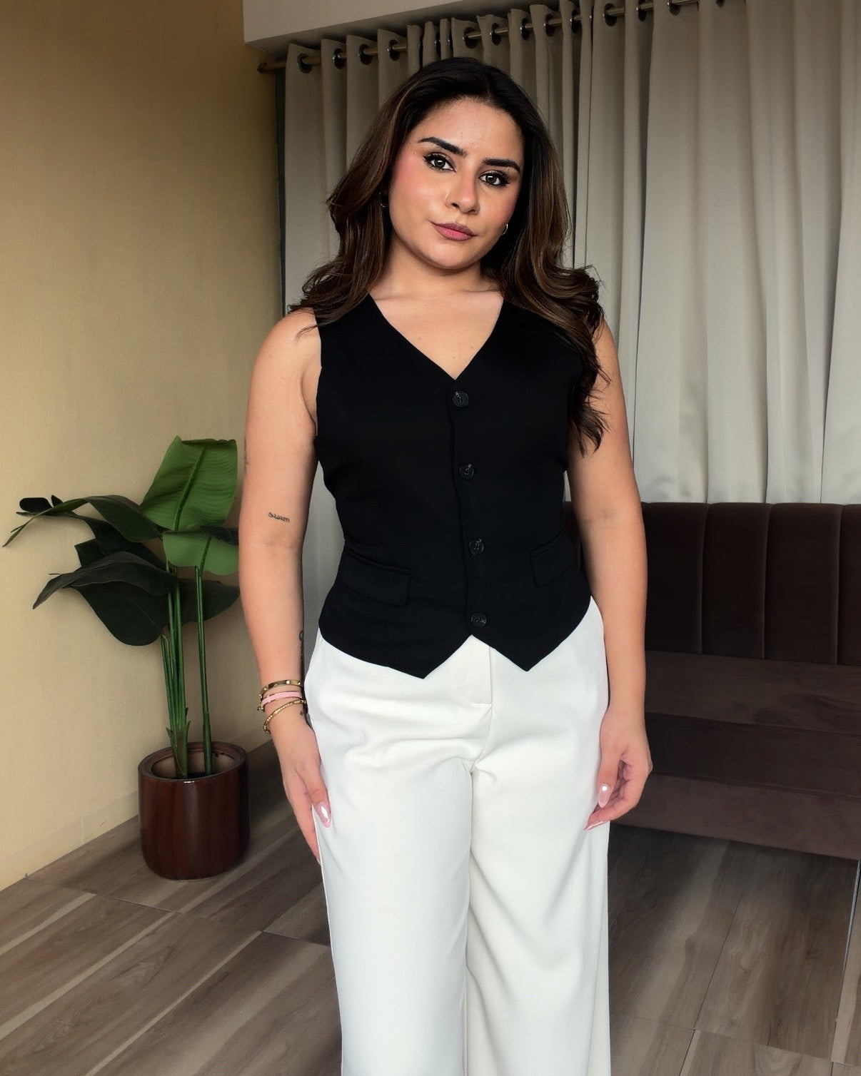 Basic Vest Top With Back Tie Up