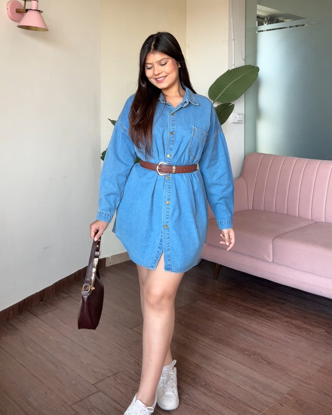 Belted Denim Shirt Dress
