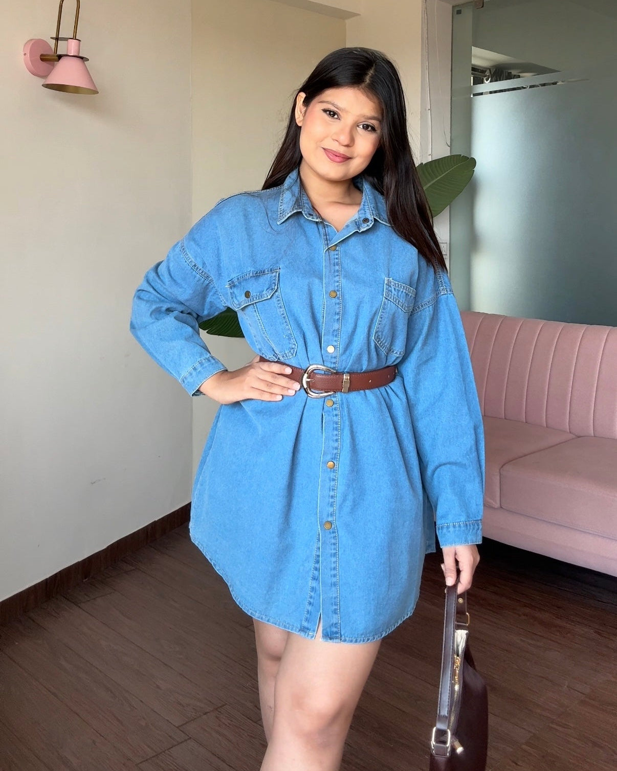 Belted Denim Shirt Dress