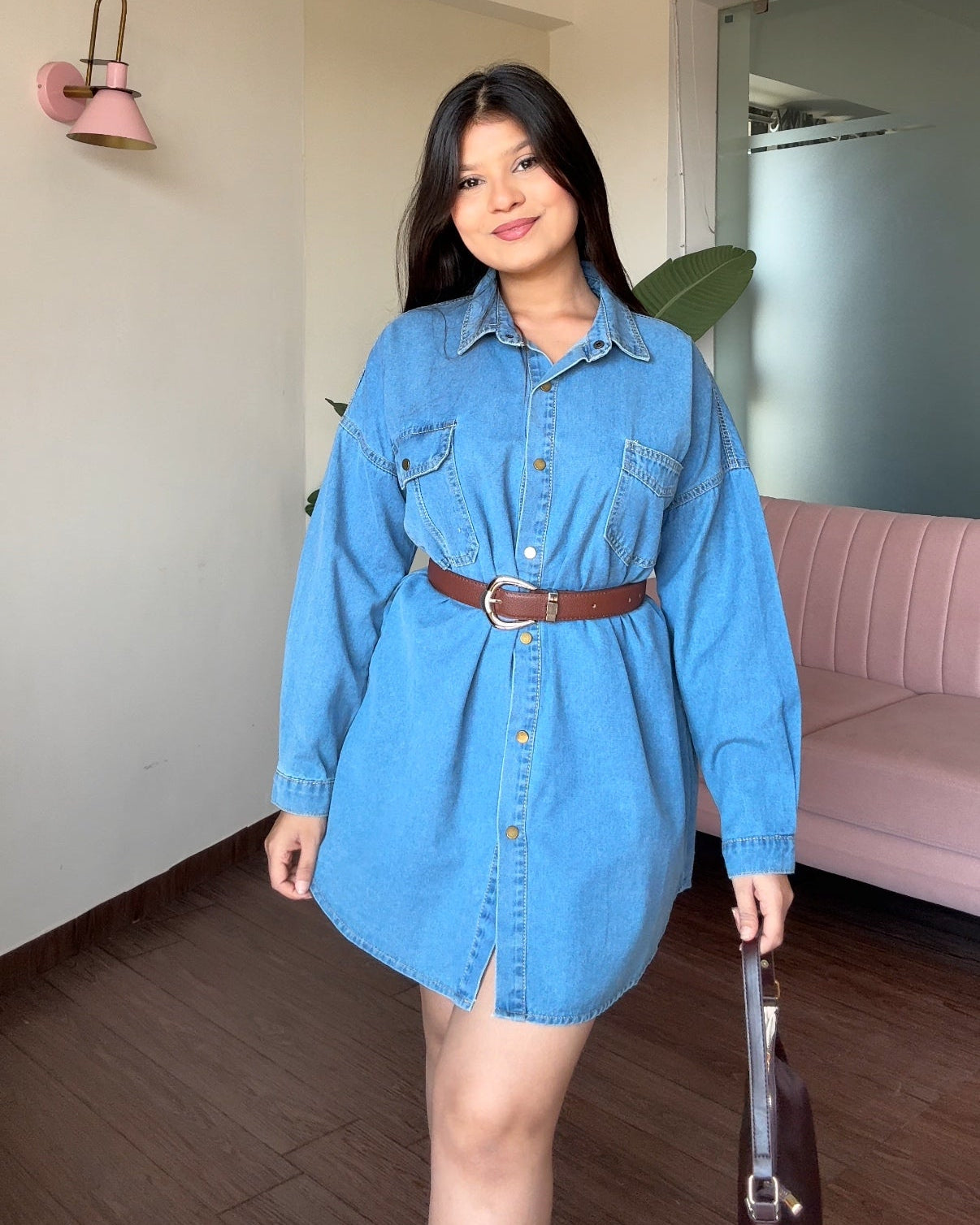 Belted Denim Shirt Dress