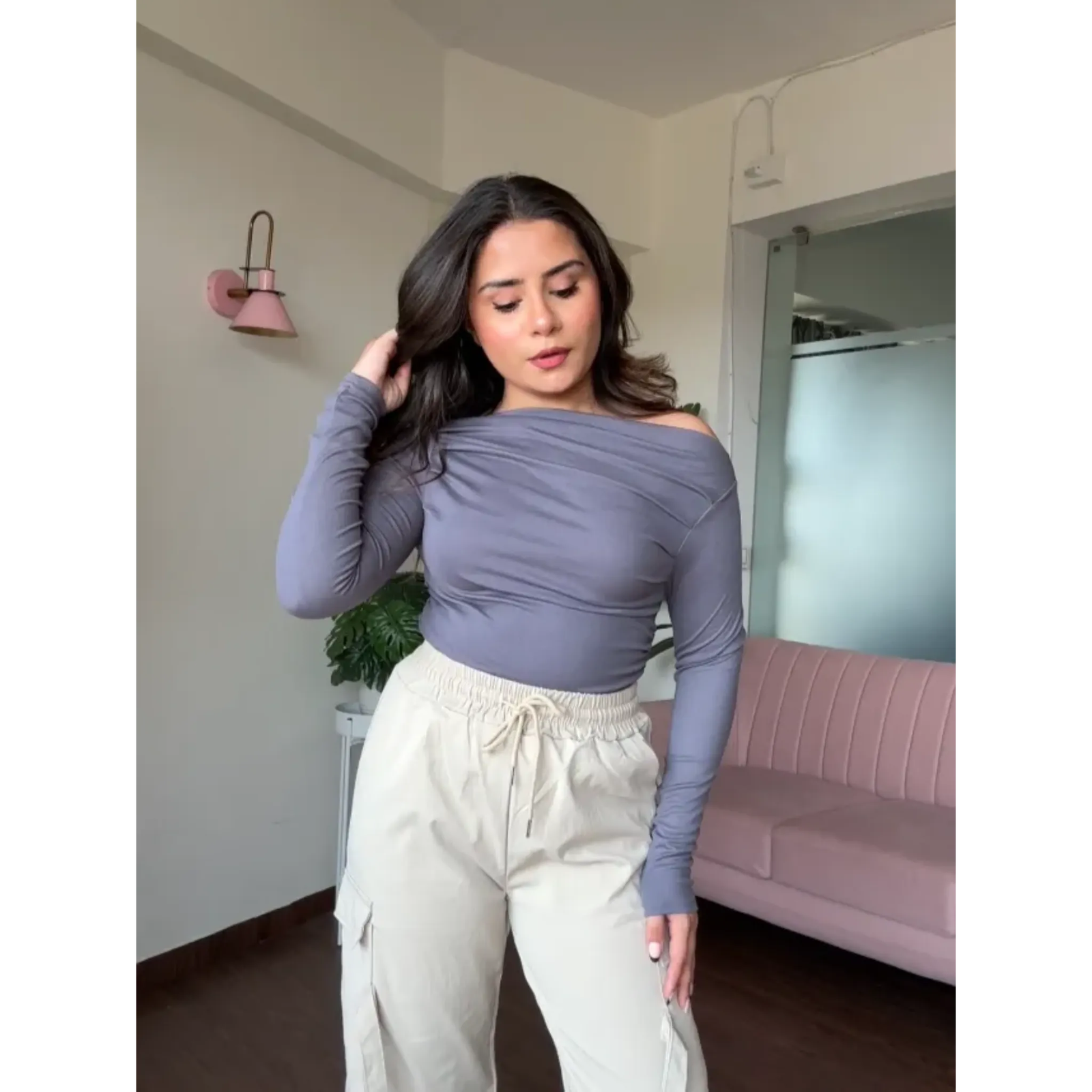 Boat Neck Solid Full Sleeve Top