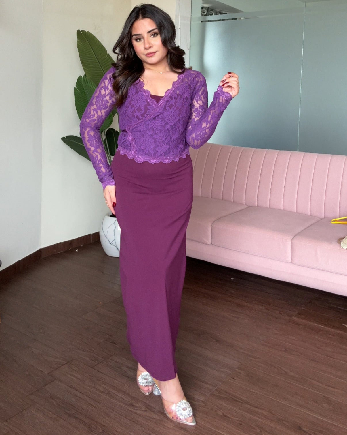 Bodycon Fitted Midi Dress With Lace Shrug