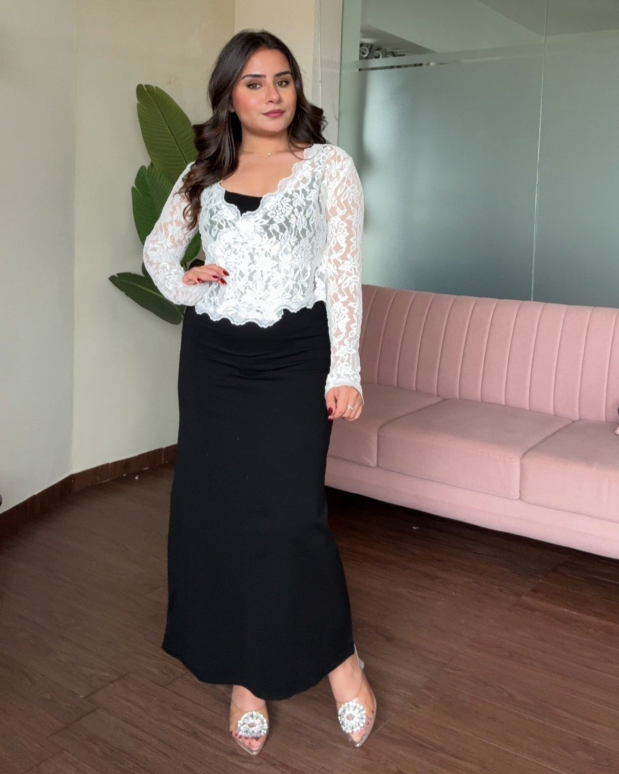 Bodycon Fitted Midi Dress With Lace Shrug