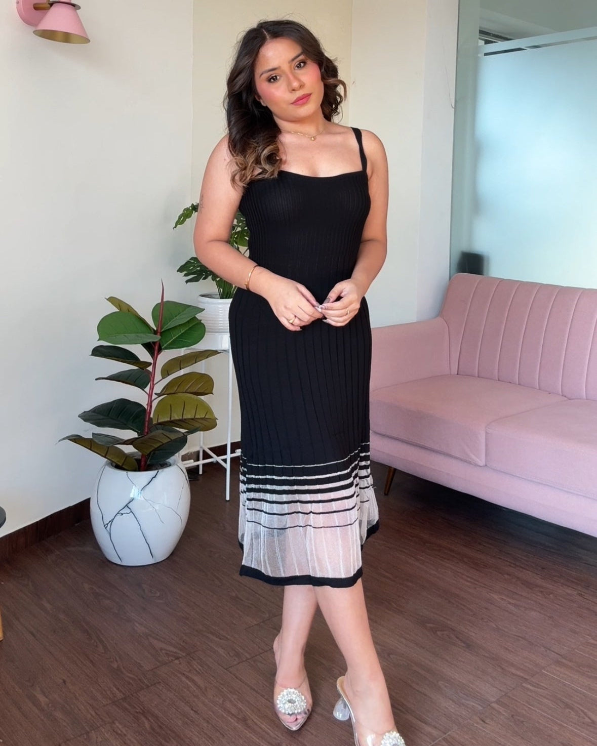 Bodycon Ombré Organza Ribbed Dress