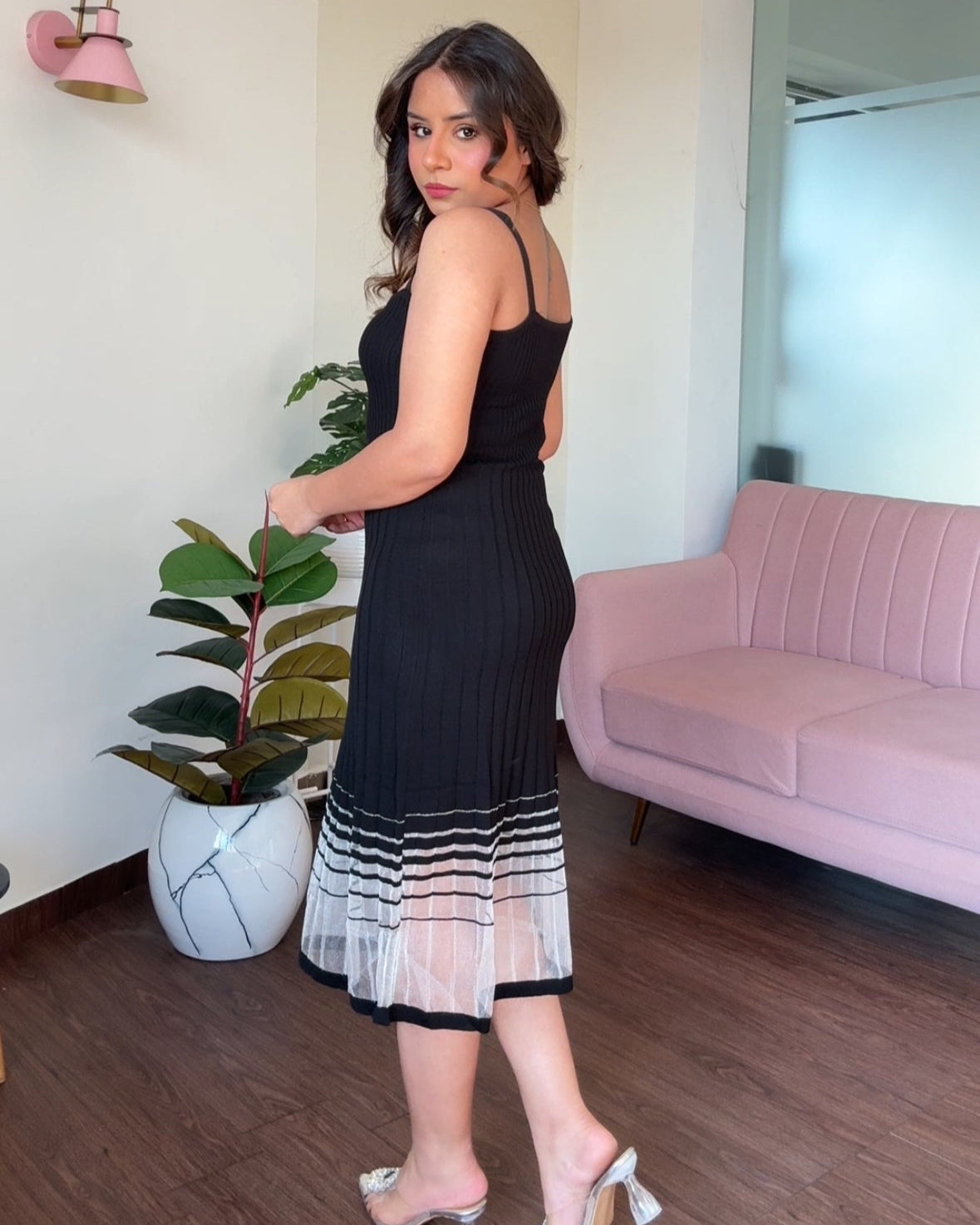 Bodycon Ombré Organza Ribbed Dress