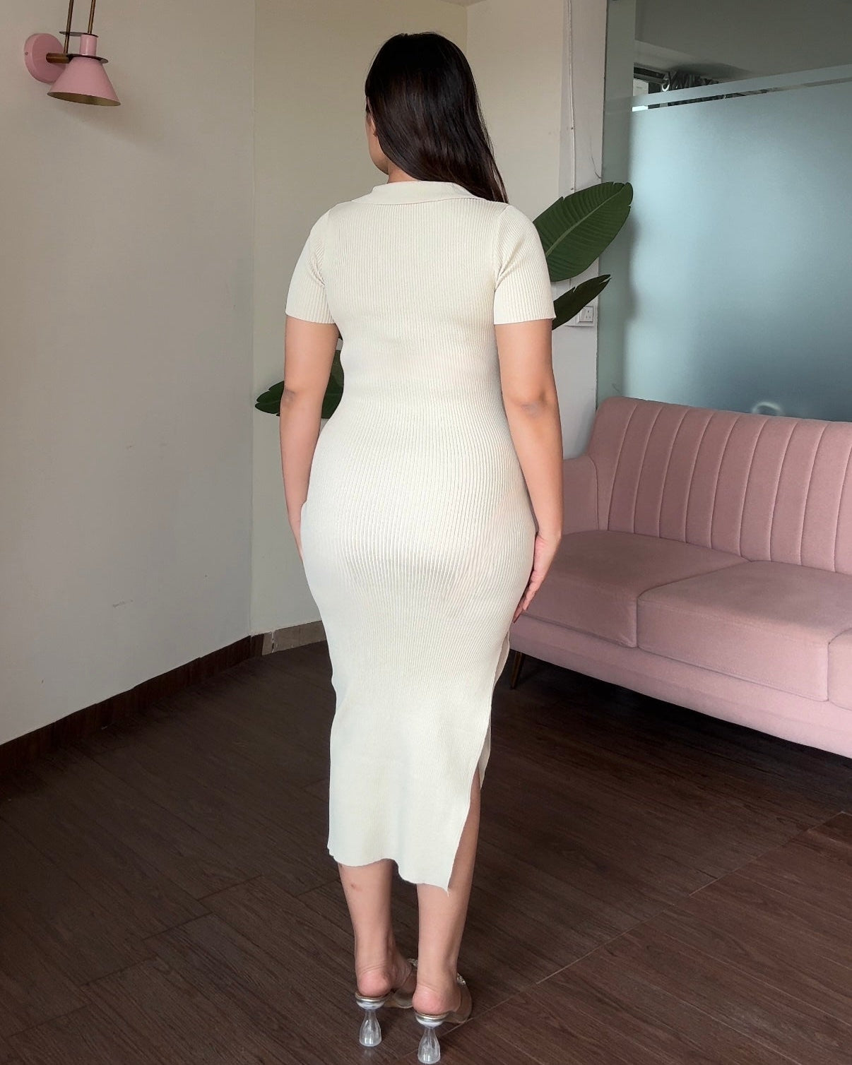 Bodycon Polo Dress With Slit