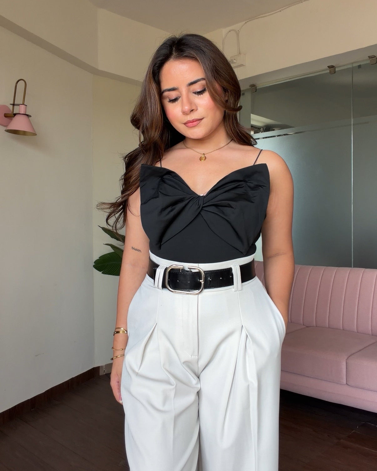 Bow Detailing Strappy Bodysuit
