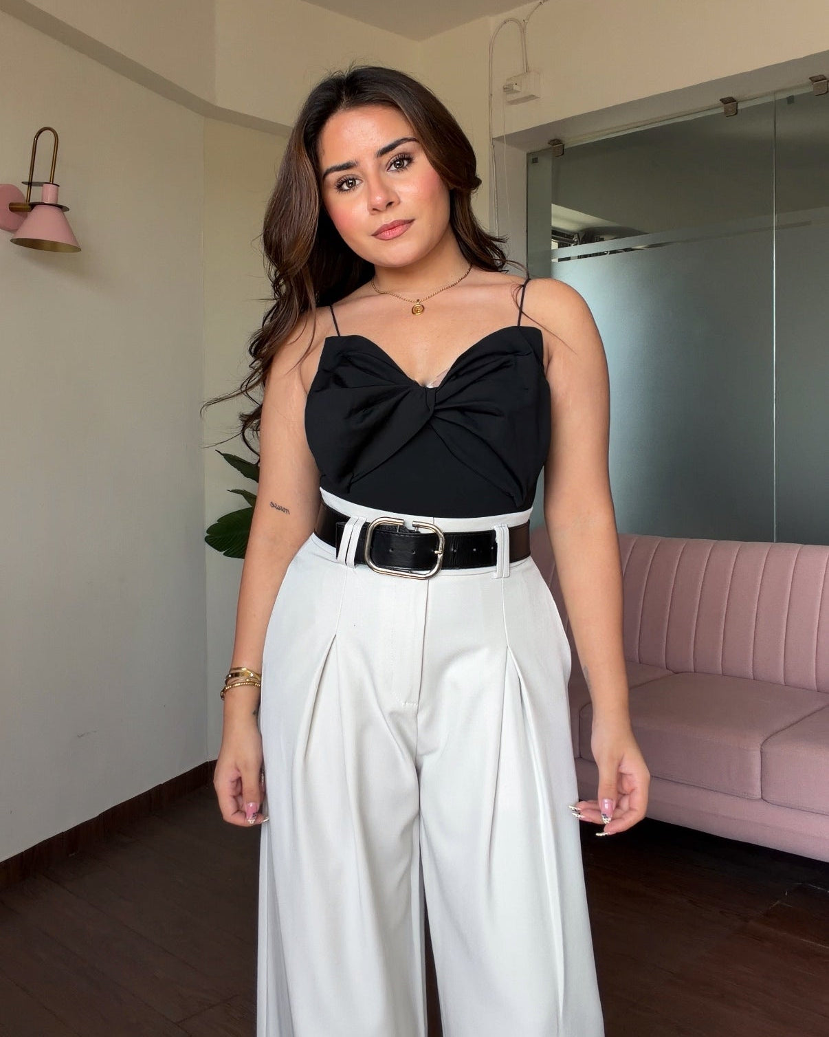 Bow Detailing Strappy Bodysuit