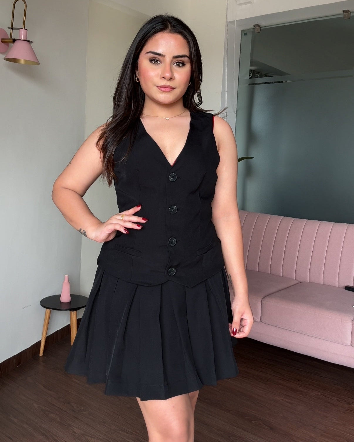 Box Pleated Mini Dress