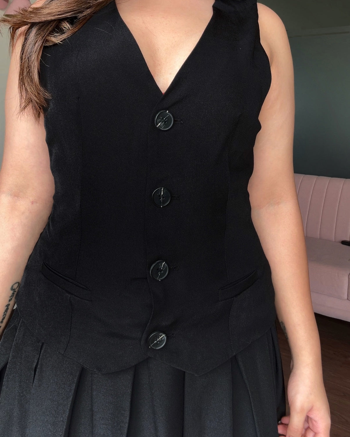 Box Pleated Mini Dress