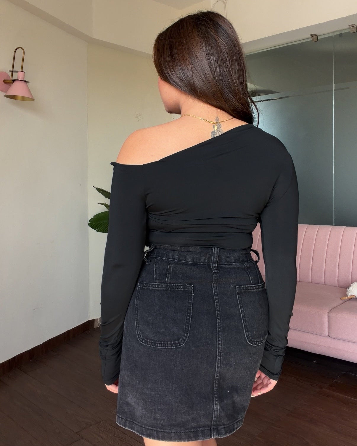Buckle Ruched Detailing Boat Neck Bodysuit