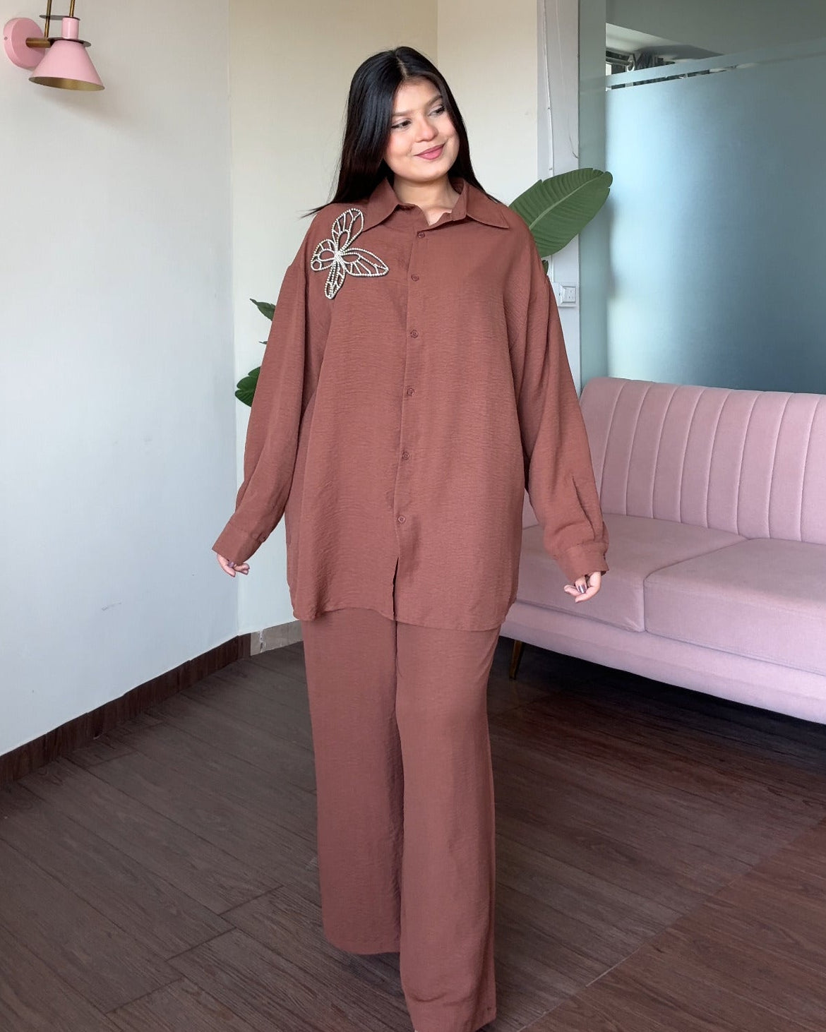 Butterfly Embellished Relaxed Fit Summer Co-ord Set