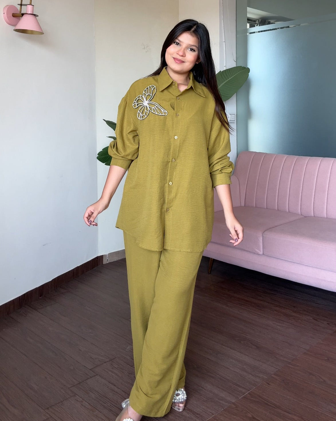 Butterfly Embellished Relaxed Fit Summer Co-ord Set