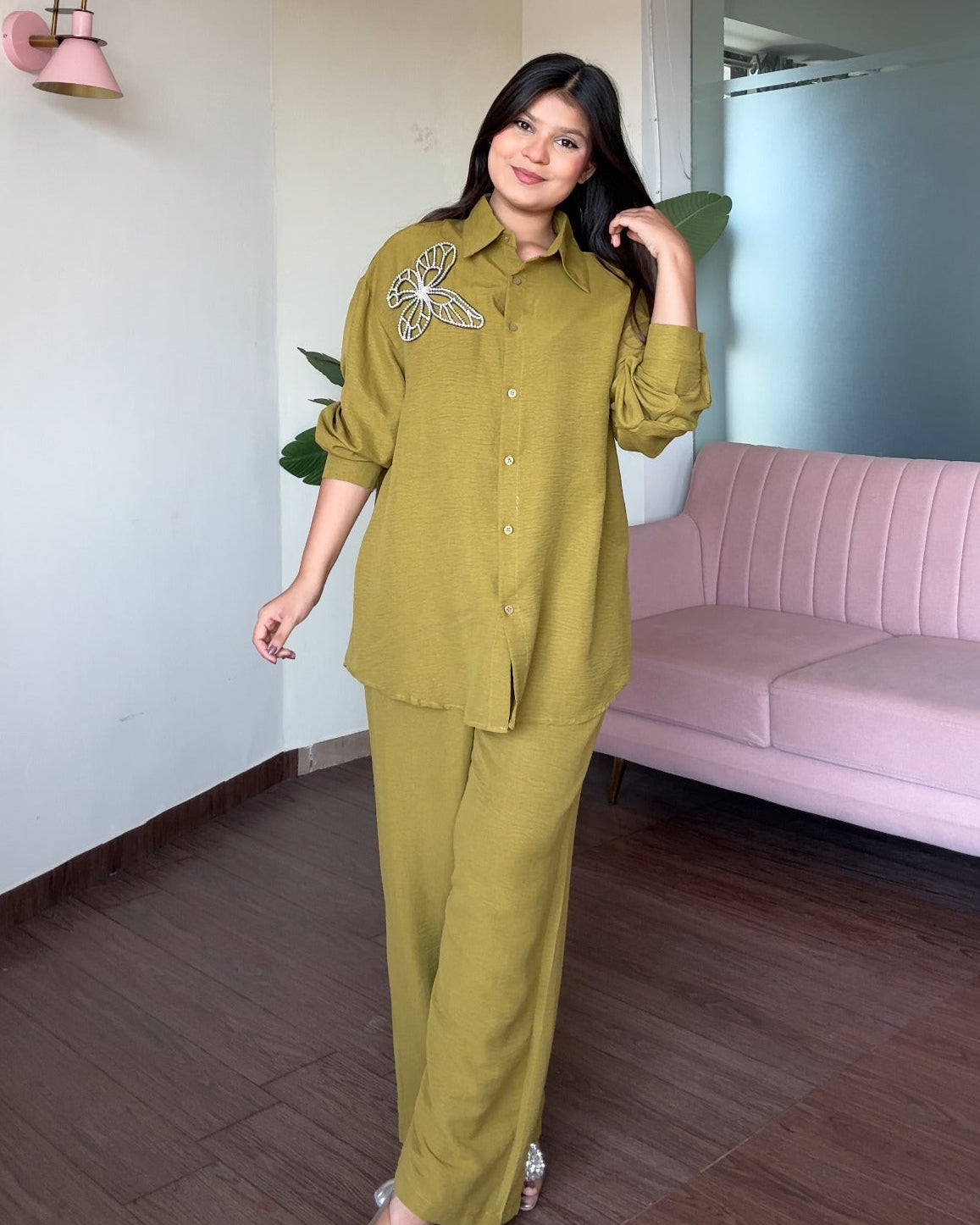 Butterfly Embellished Relaxed Fit Summer Co-ord Set