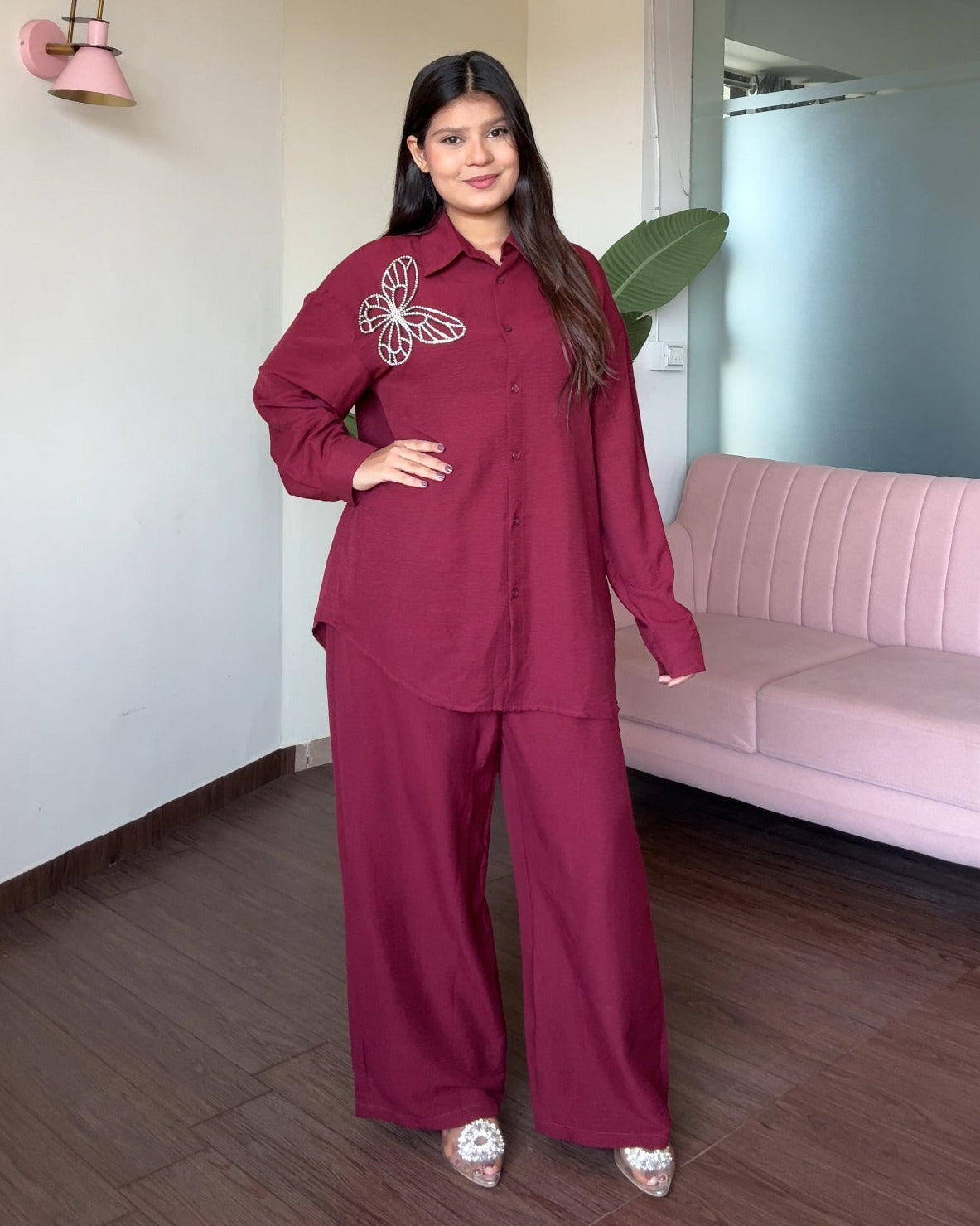 Butterfly Embellished Relaxed Fit Summer Co-ord Set