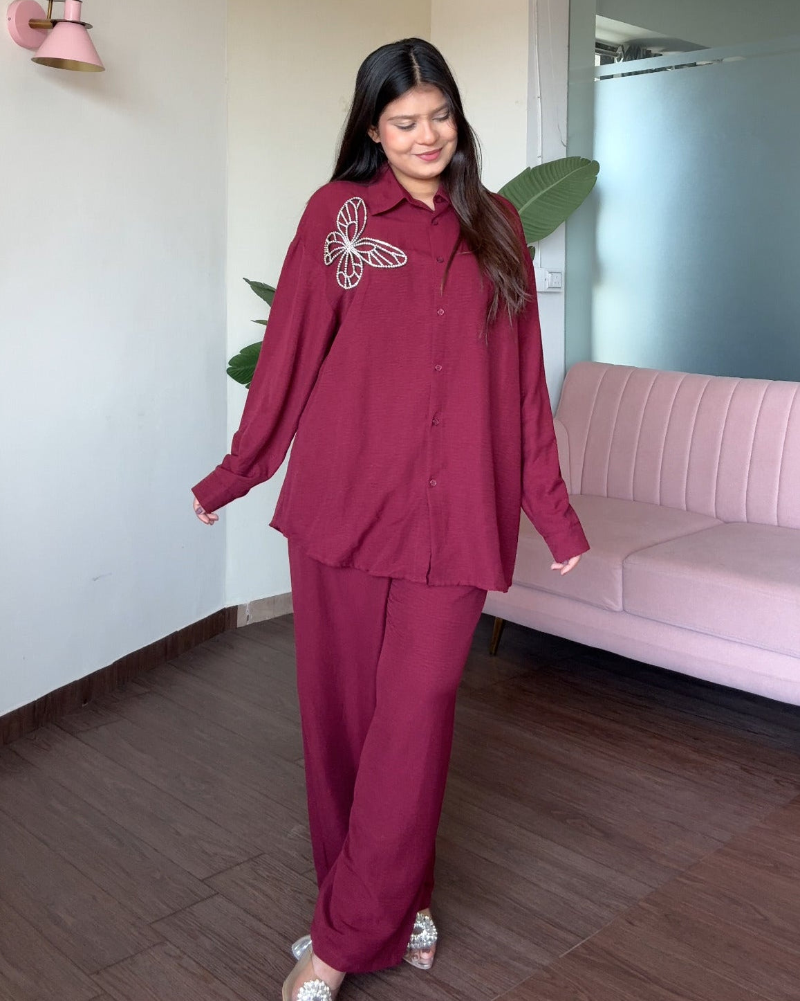 Butterfly Embellished Relaxed Fit Summer Co-ord Set