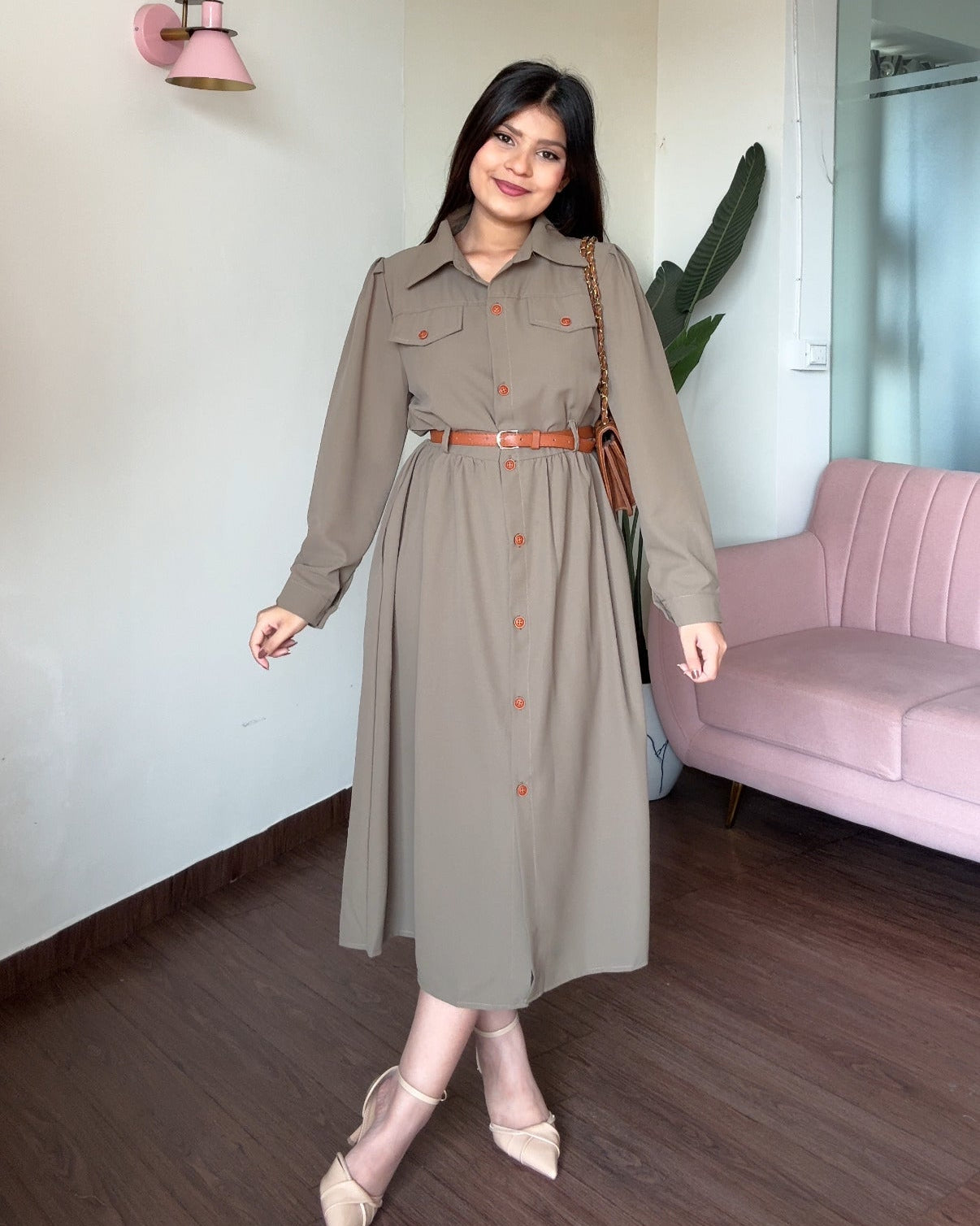 Button-Down Modest Shirt Dress