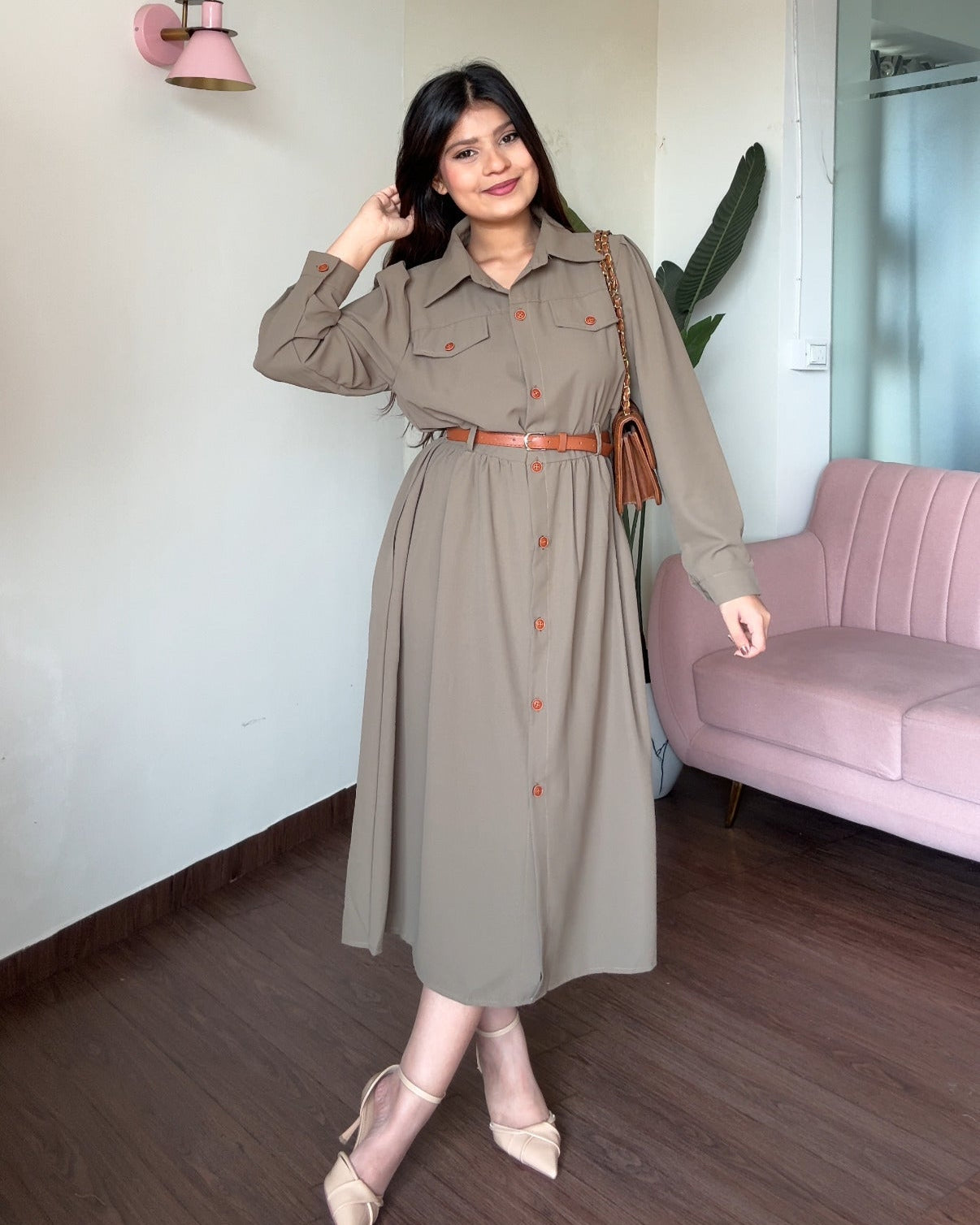 Button-Down Modest Shirt Dress