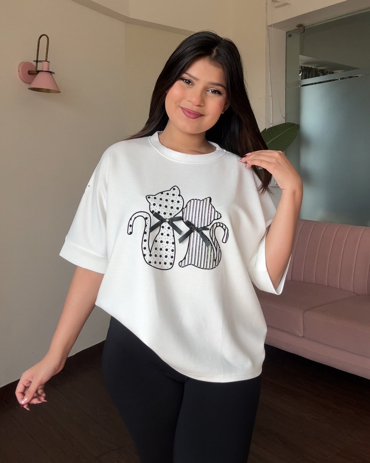 Cat Pattern Relaxed Tee