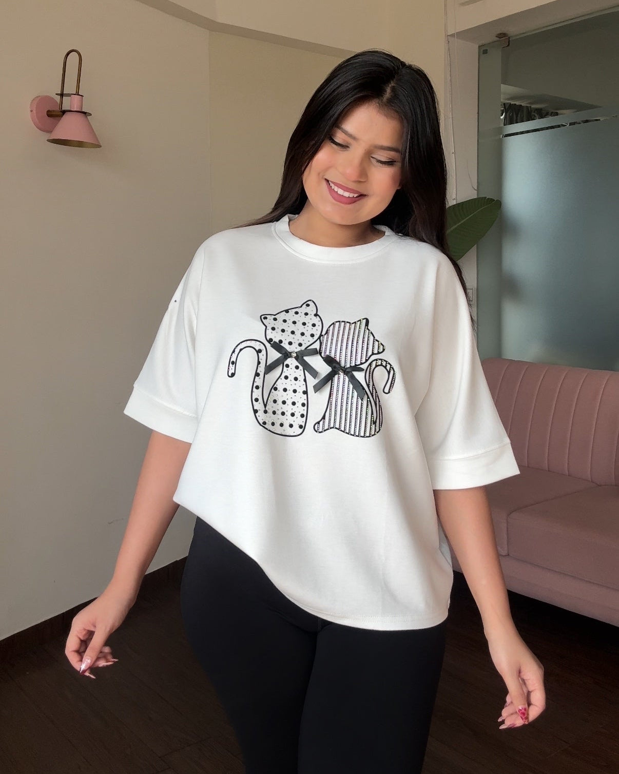 Cat Pattern Relaxed Tee