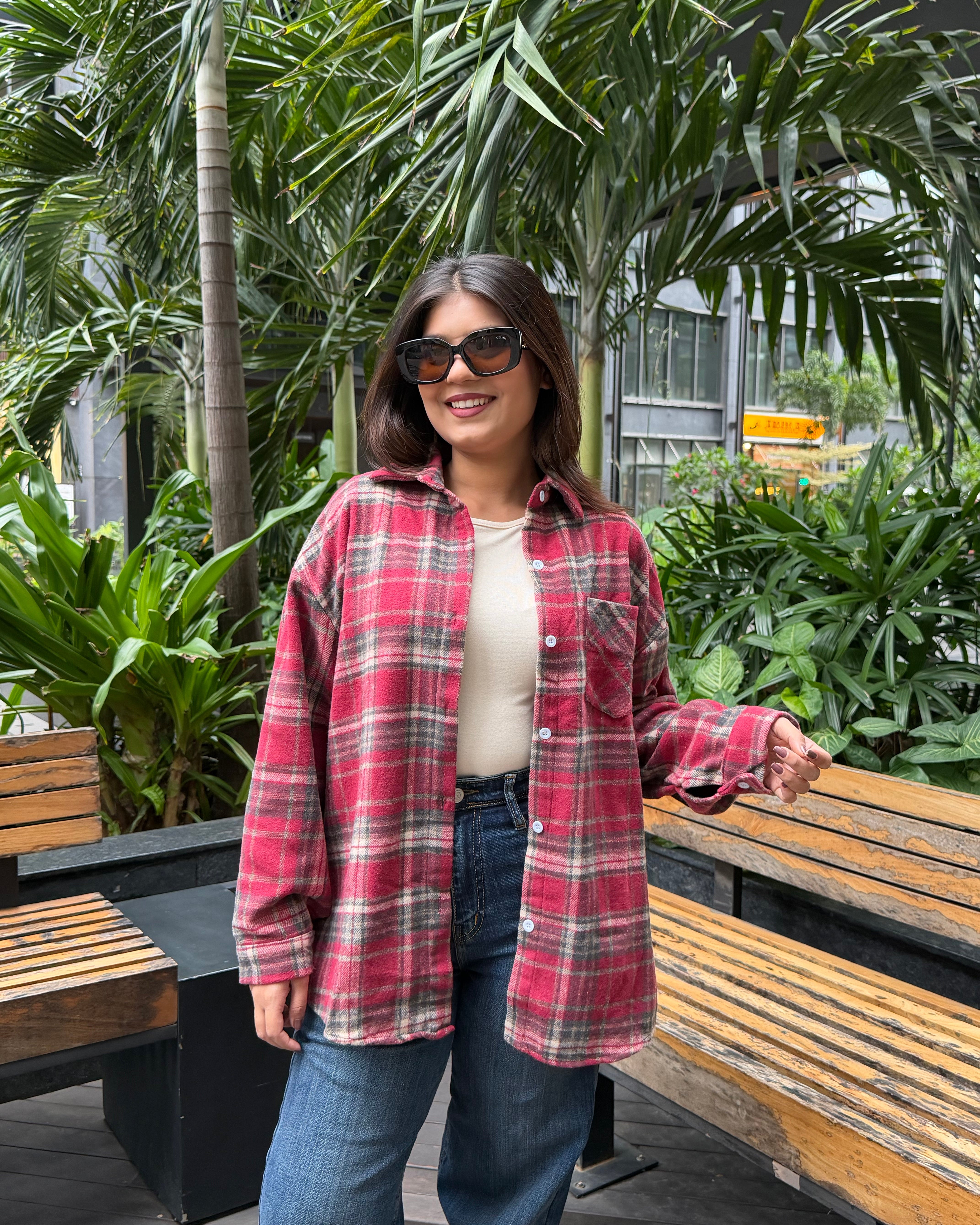 Checker Light Woollen Shacket