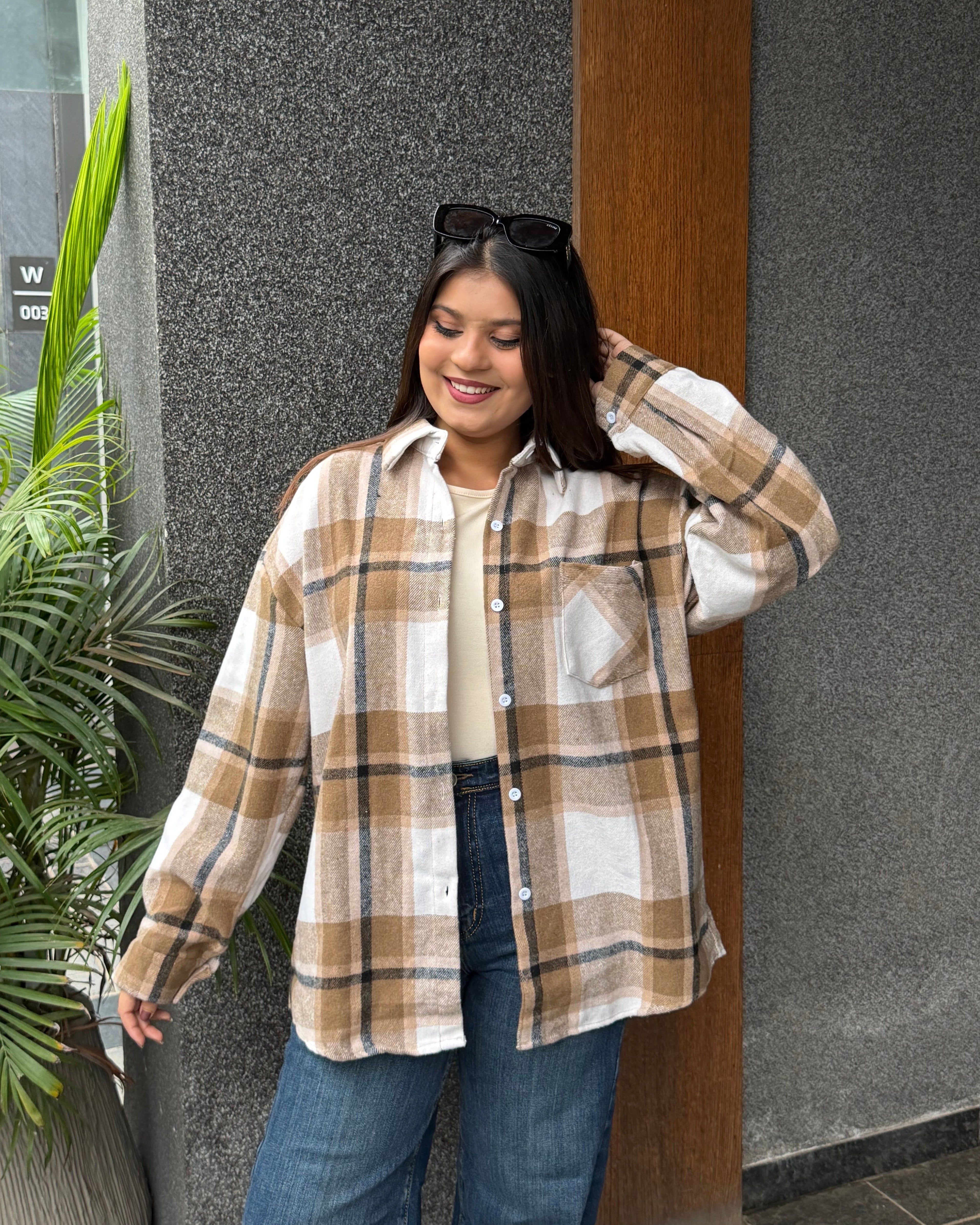 Checker Light Woollen Shacket