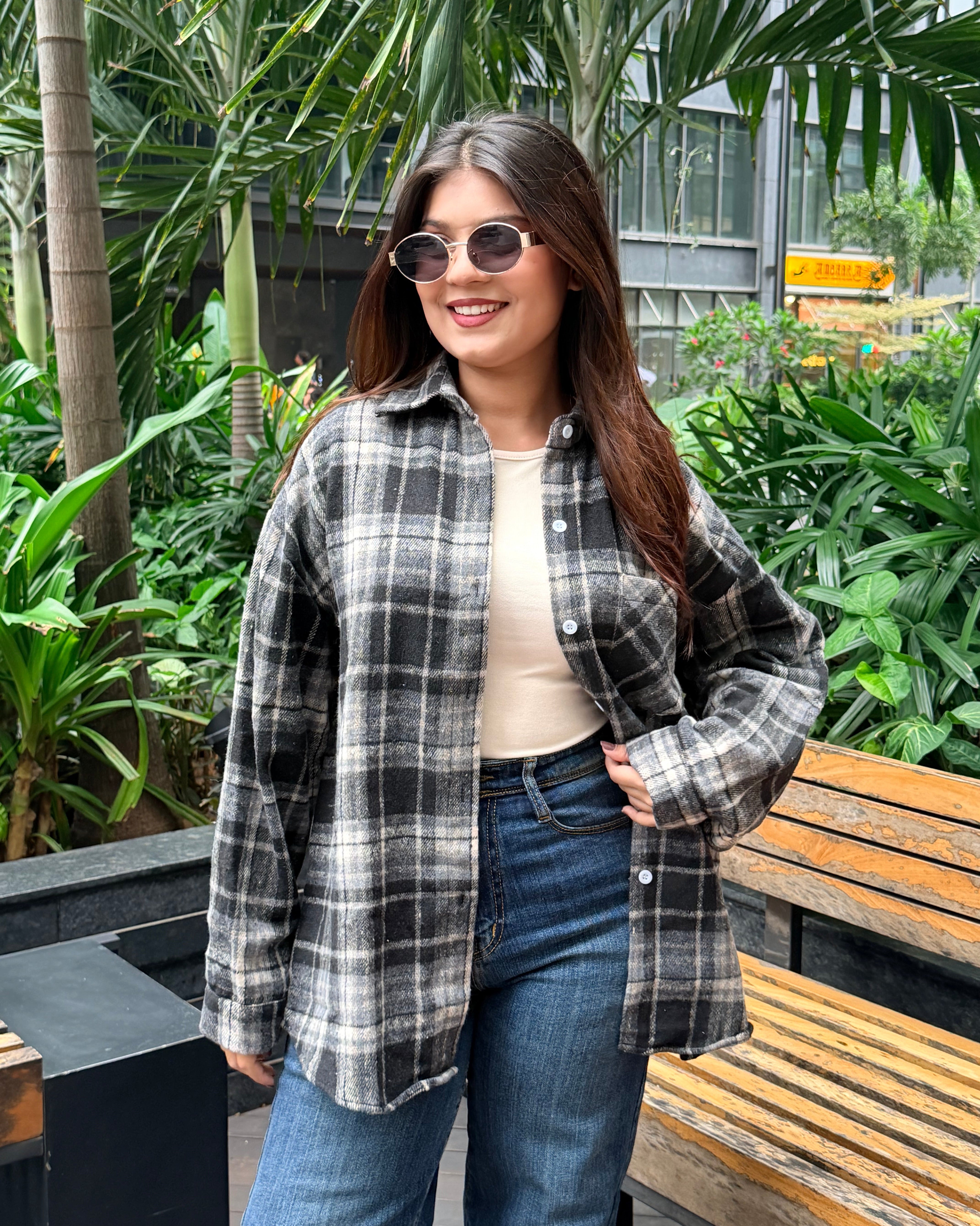 Checker Light Woollen Shacket