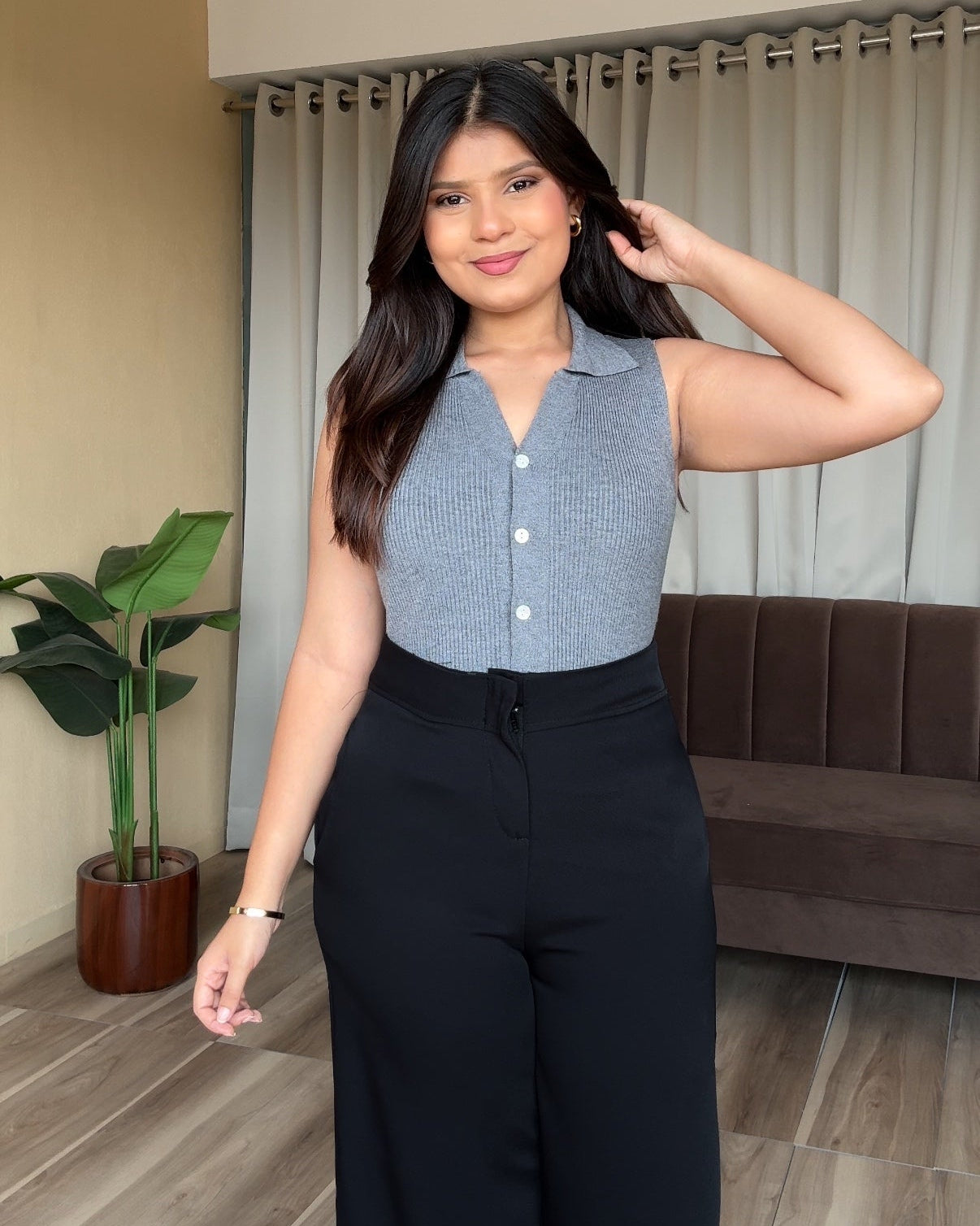 Classic Ribbed Collared Top