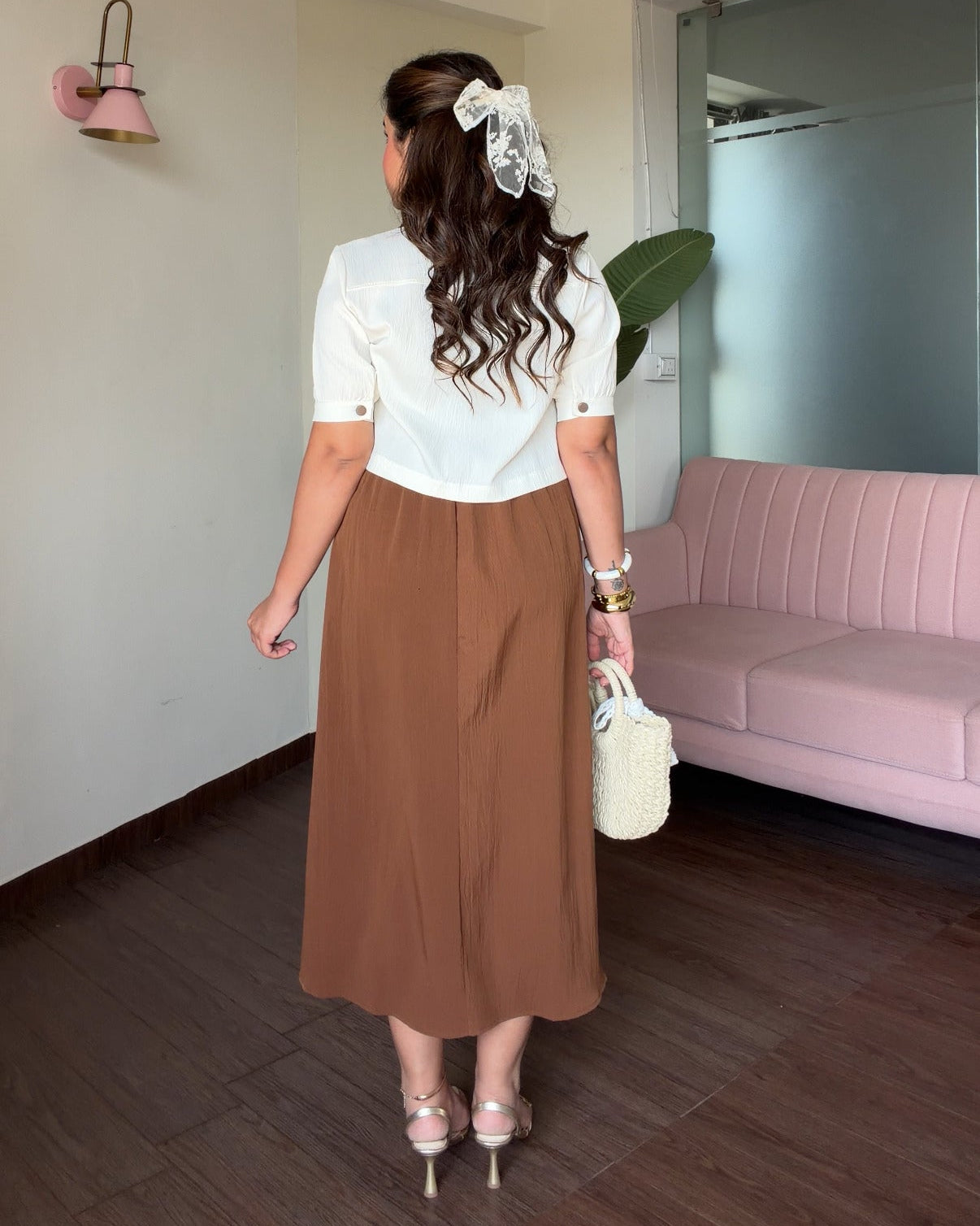 Contrast Collar Ruched Detailing Dress With Shrug