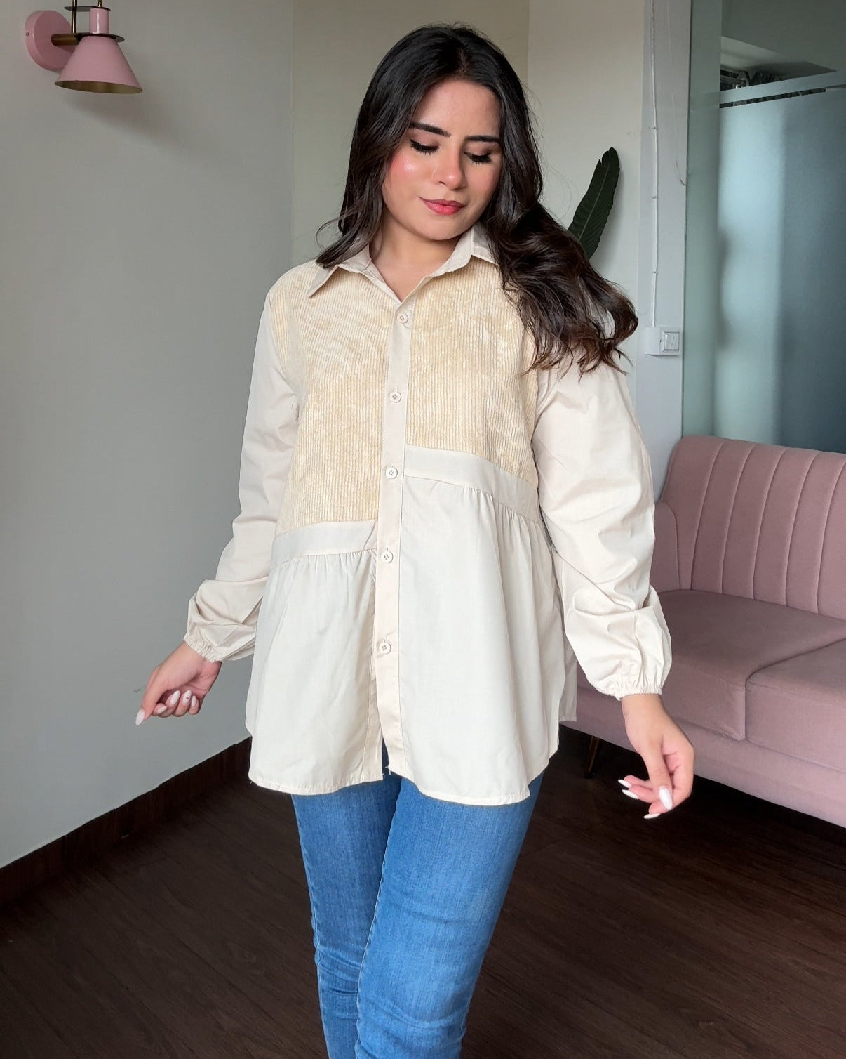 Corduroy Patch Oversized Shirt