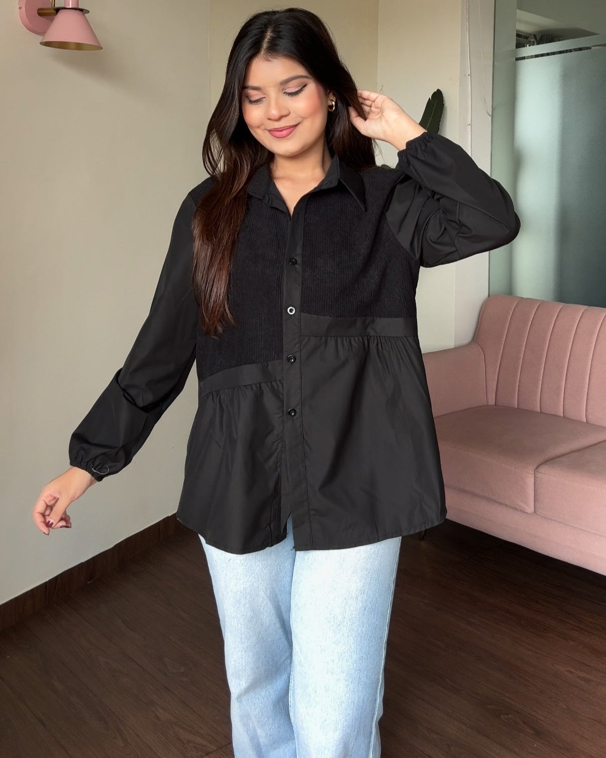 Corduroy Patch Oversized Shirt