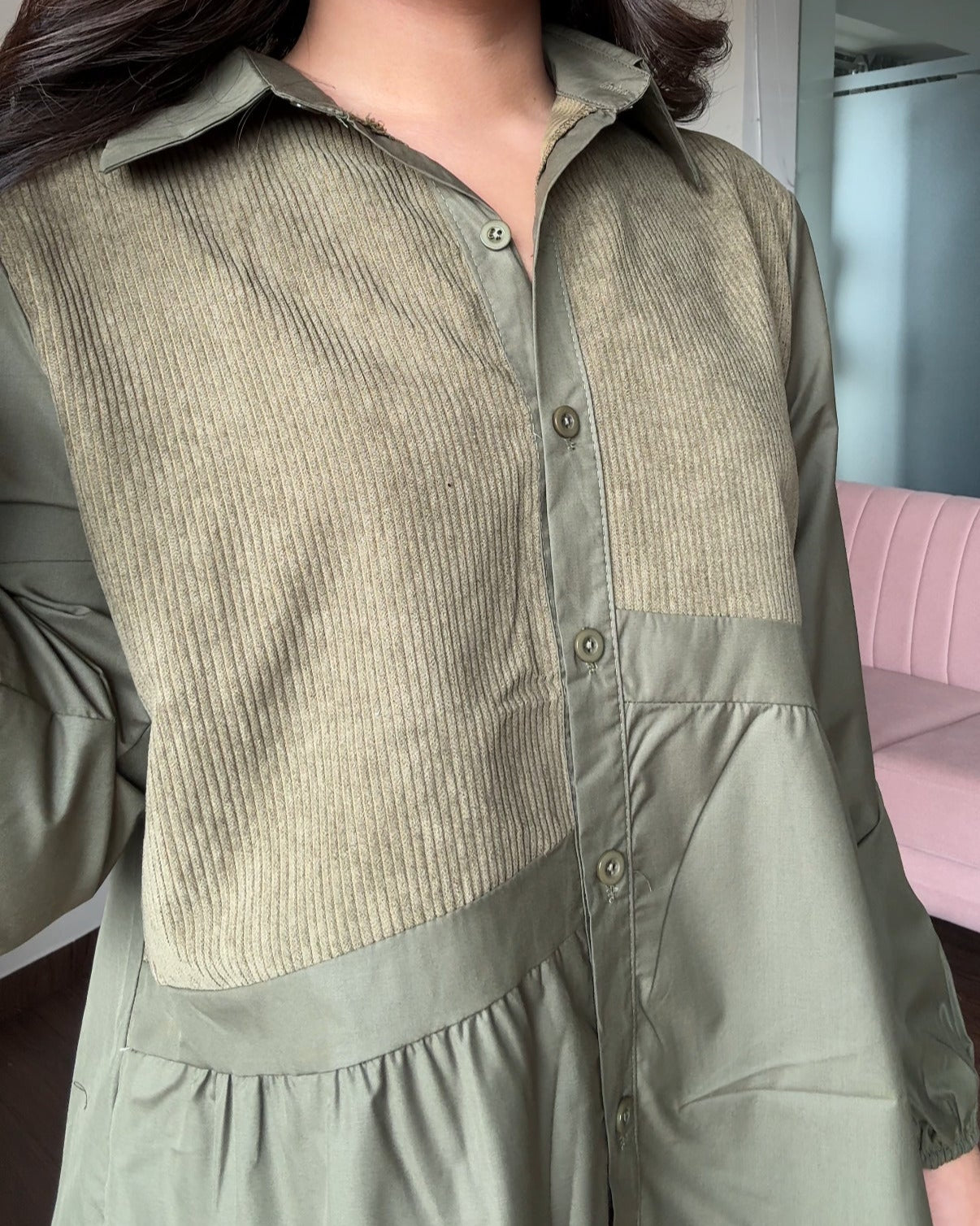 Corduroy Patch Oversized Shirt