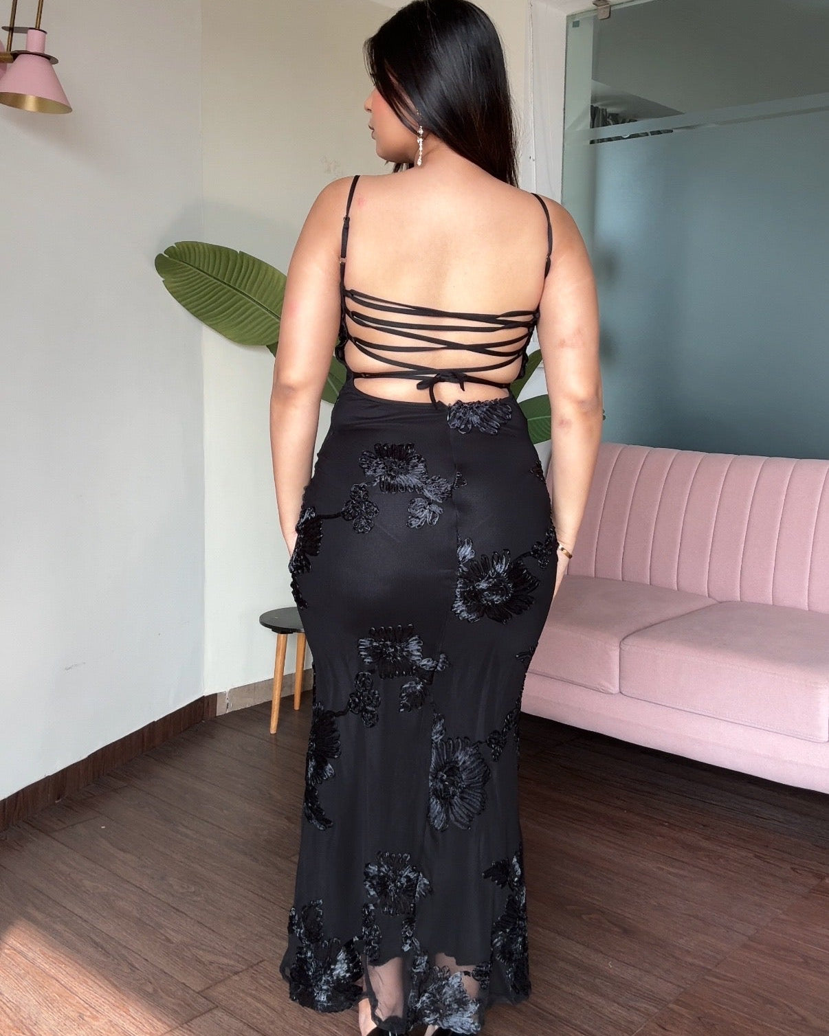 Corset Inspired Strappy Backless Dress With Embroidery