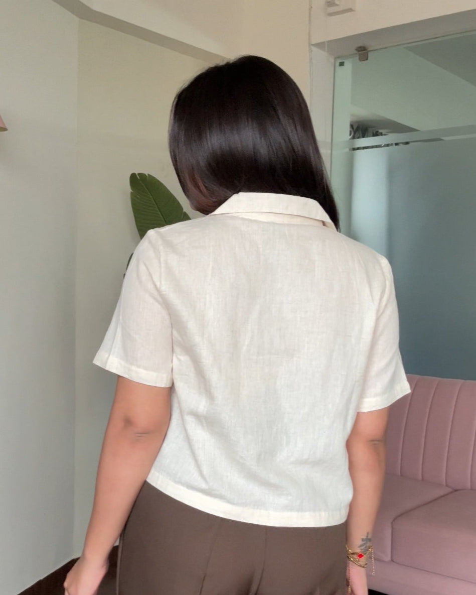 Cotton Basic Cropped Relaxed Fit Shirt