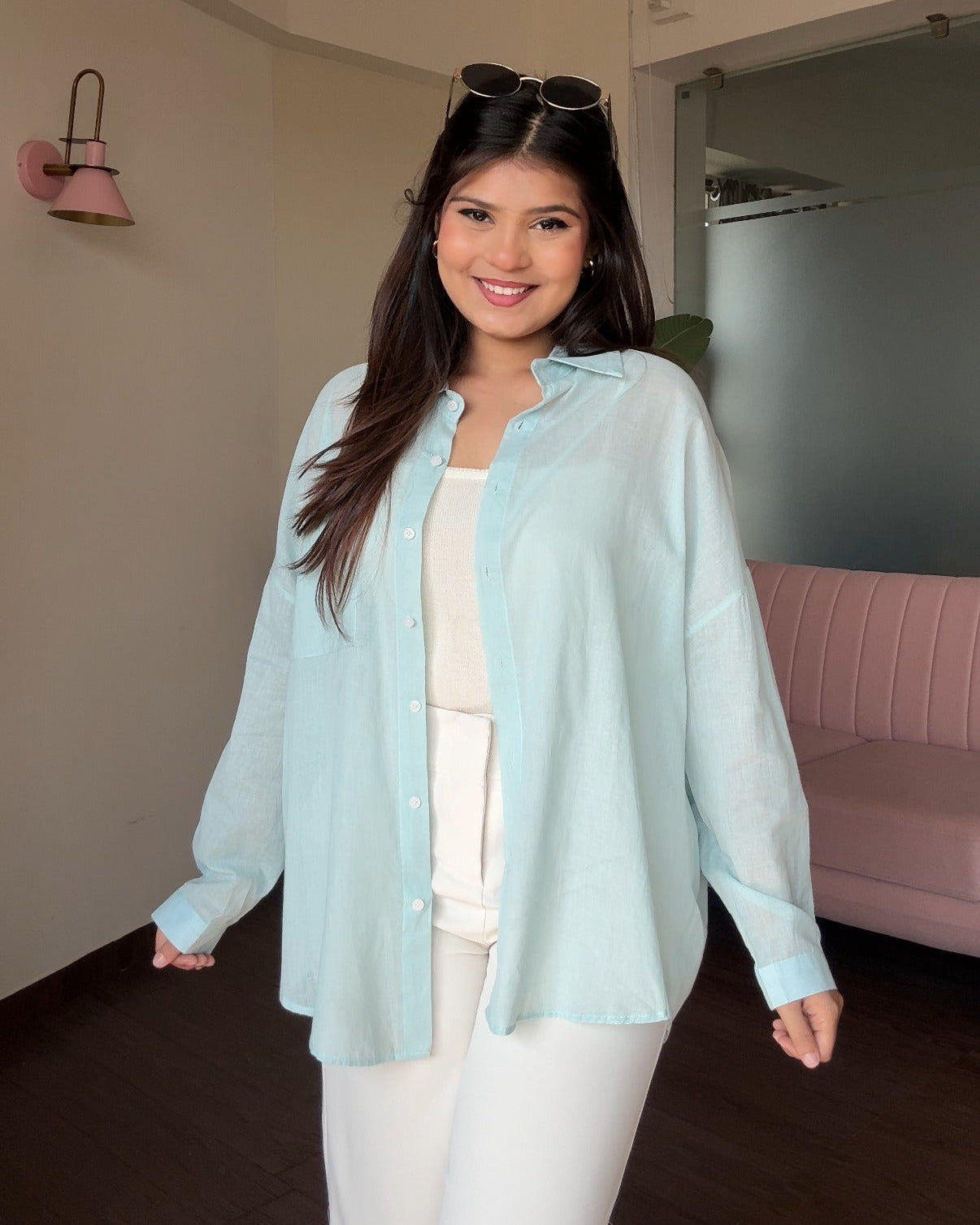 Cotton Lightweight Shirt With Cami Top
