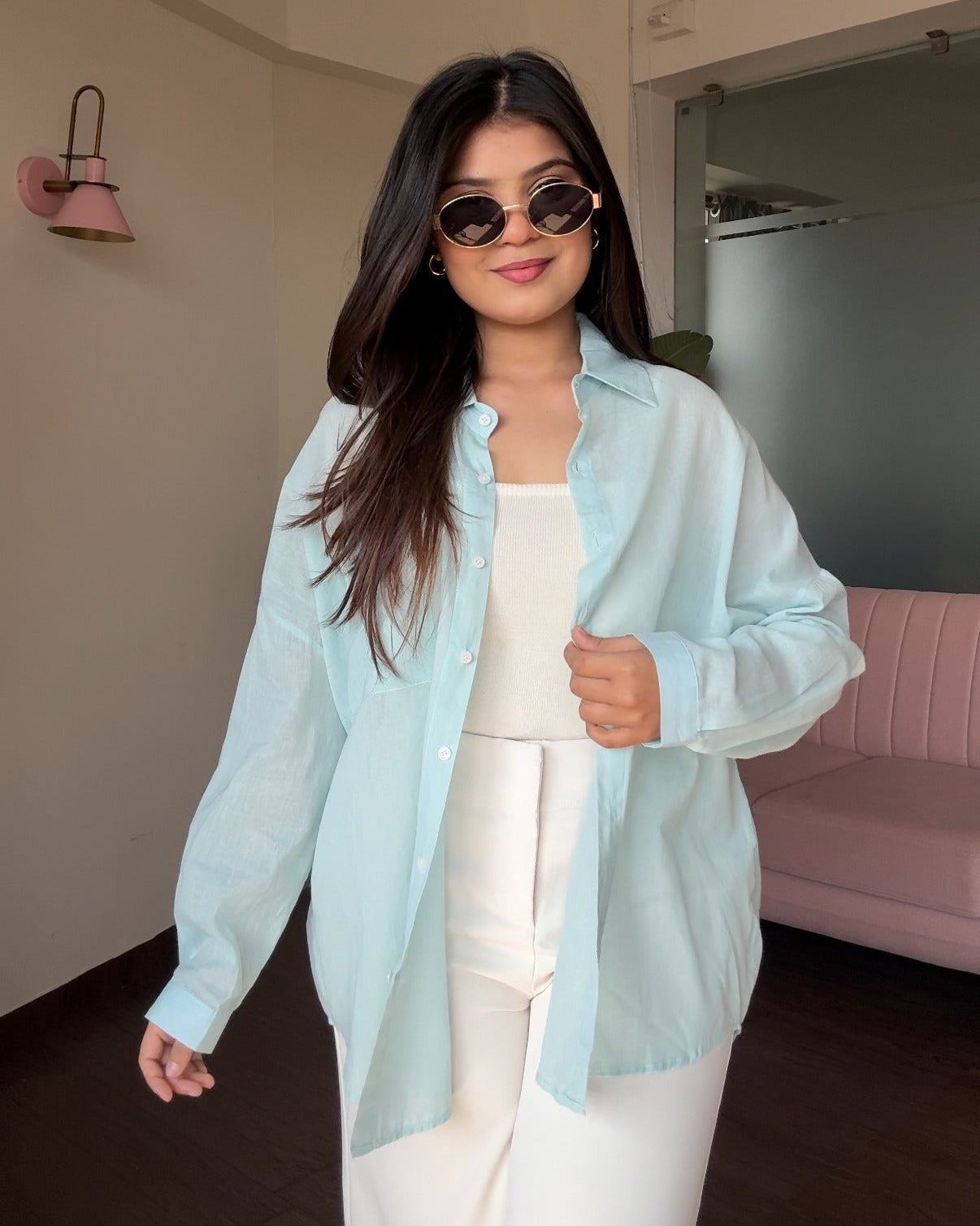 Cotton Lightweight Shirt With Cami Top