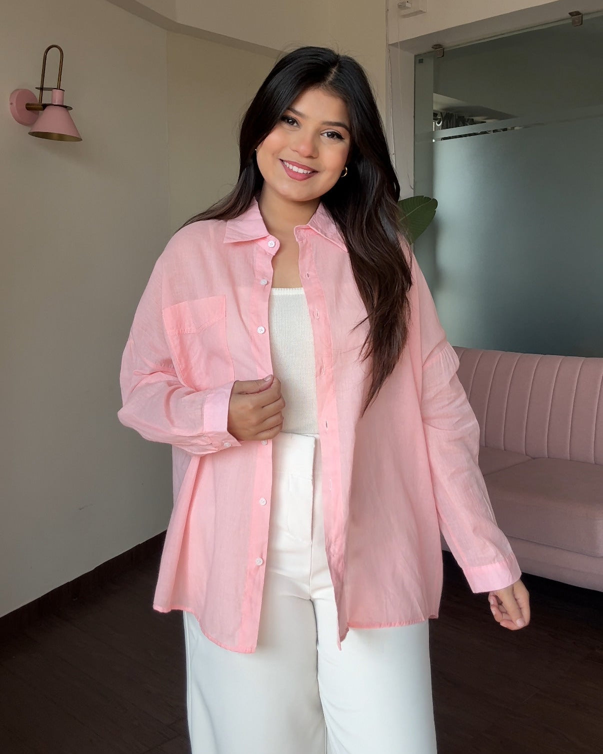 Cotton Lightweight Shirt With Cami Top