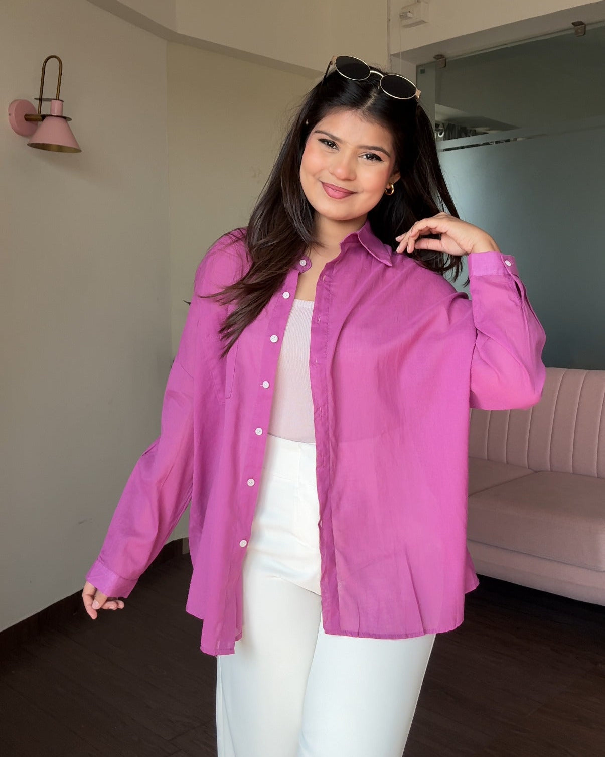 Cotton Lightweight Shirt With Cami Top