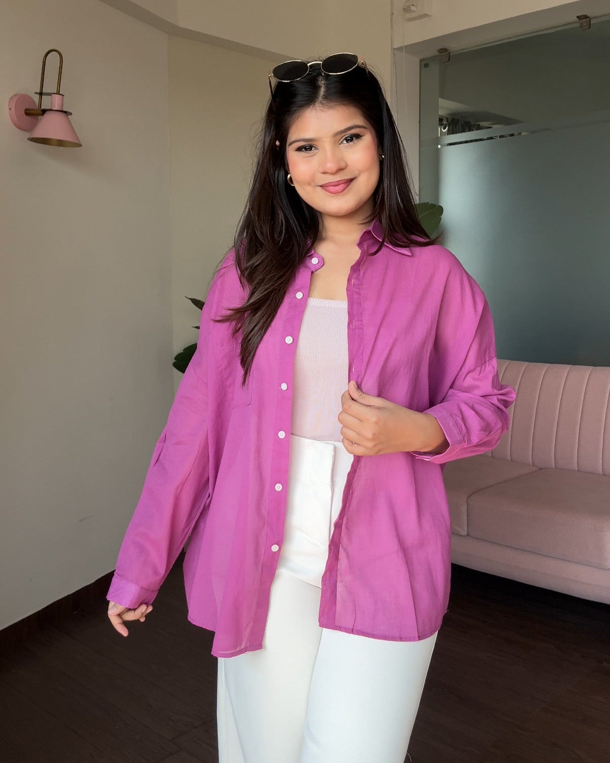 Cotton Lightweight Shirt With Cami Top